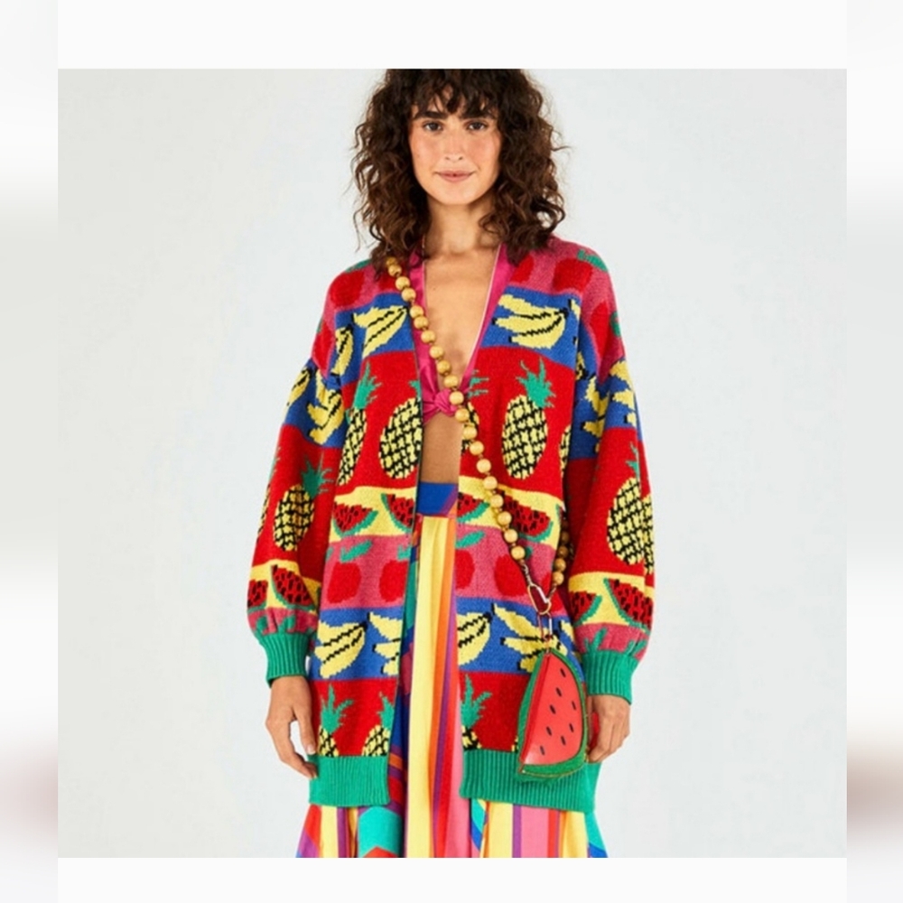 Farmrio Colorful Fruit Patterned Cardigan